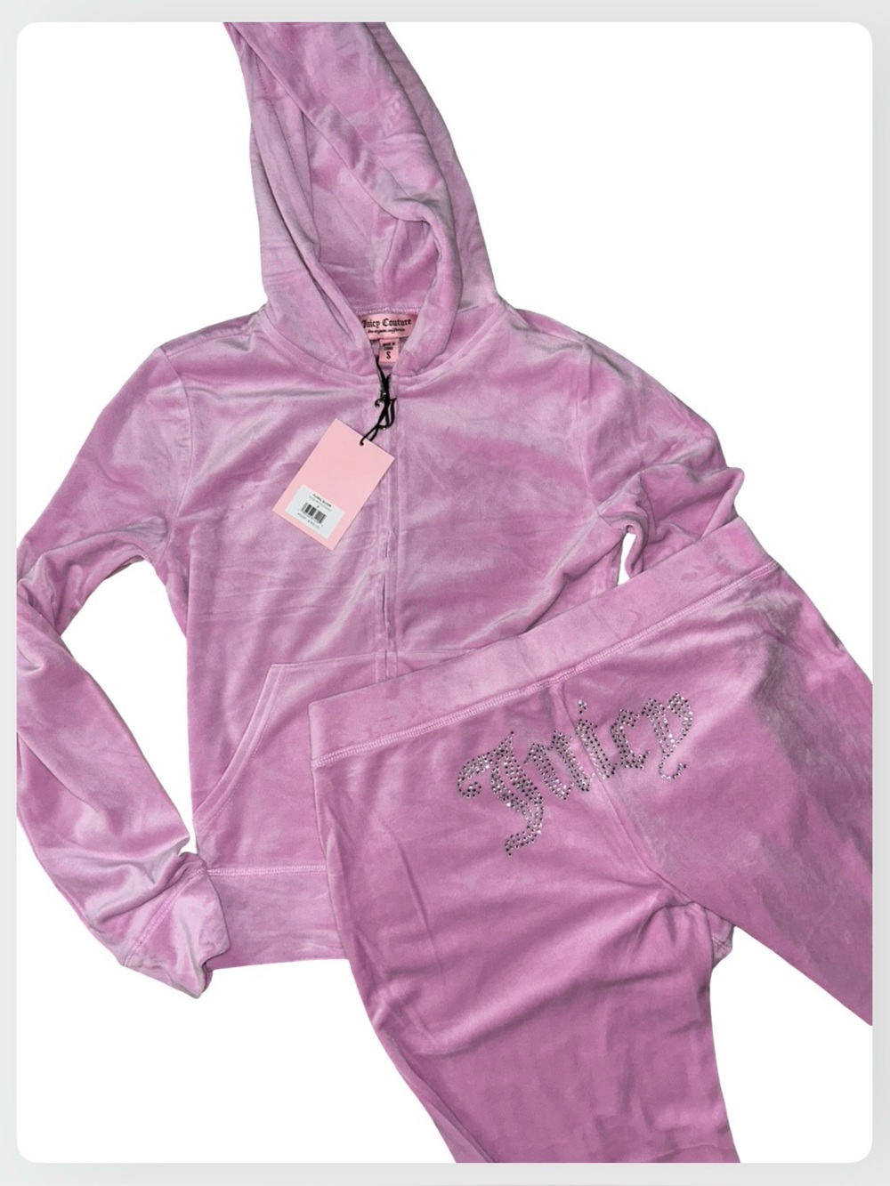 JUICY COUTURE FLORAL BLOOM OG BLING RHINESTONE VELOUR TRACKSUIT SWEATSUIT NWT - Picture 9 of 16